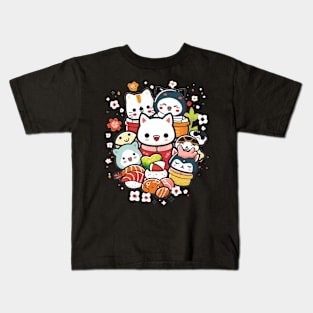 Kawaii Asia Food Sushi Cat Cute Animal Kids T-Shirt